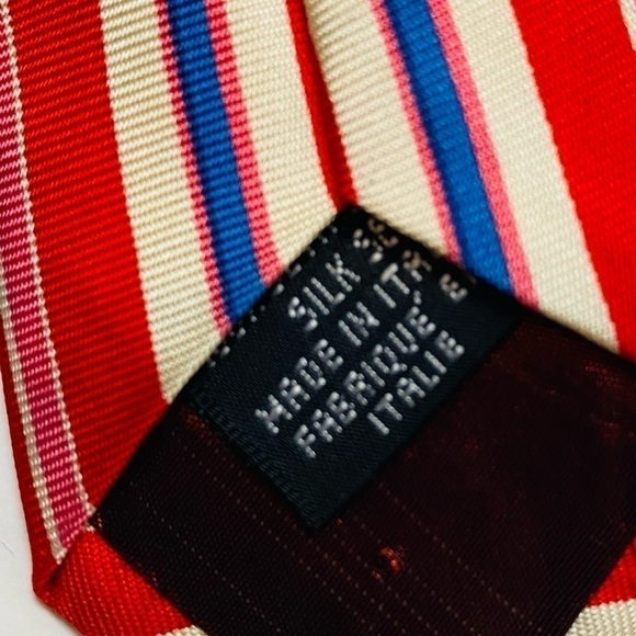 Red and White Striped Tie & Pocket Square Set | Shop at  Vintage KENZO Paris Silk Tie Striped Large Fruit Print Red White
